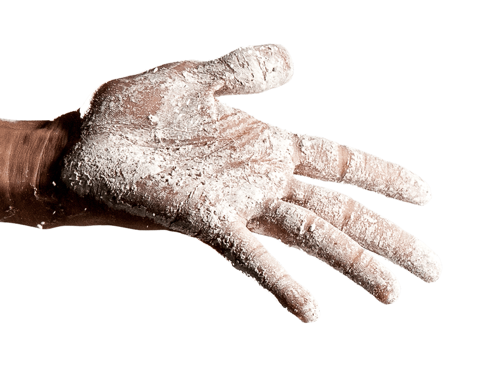 Mehlige Hand